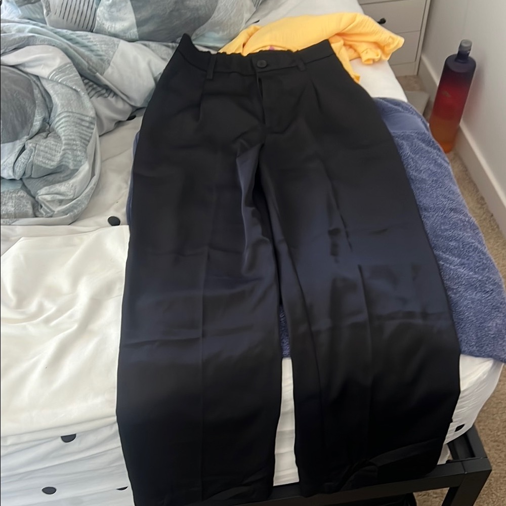 Women's black satin pants